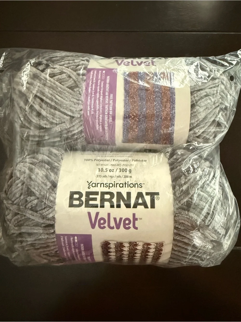 Yarnspirations Bernat Velvet Chenille Yarn - Light Gray - Vapor Gray Color